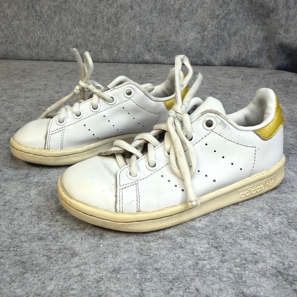 Adidas Stan Smith Kids Sneakers White Gold/Yelow Leather Low Top BB0215 Size 11K